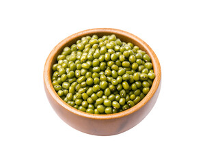 A bowl filled with green mung beans
