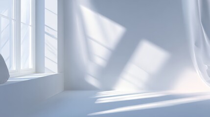 Obraz premium White Modern Interior With Sunlight And Shadows