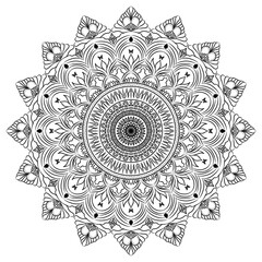 Vector illustration of an intricate ornamental round lace pattern with a vintage floral mandala design
