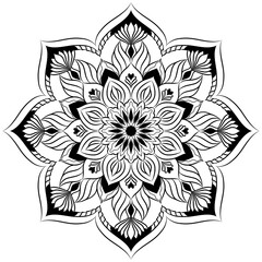 Elegant vintage floral mandala vector illustration with an ornate black and white decorative pattern