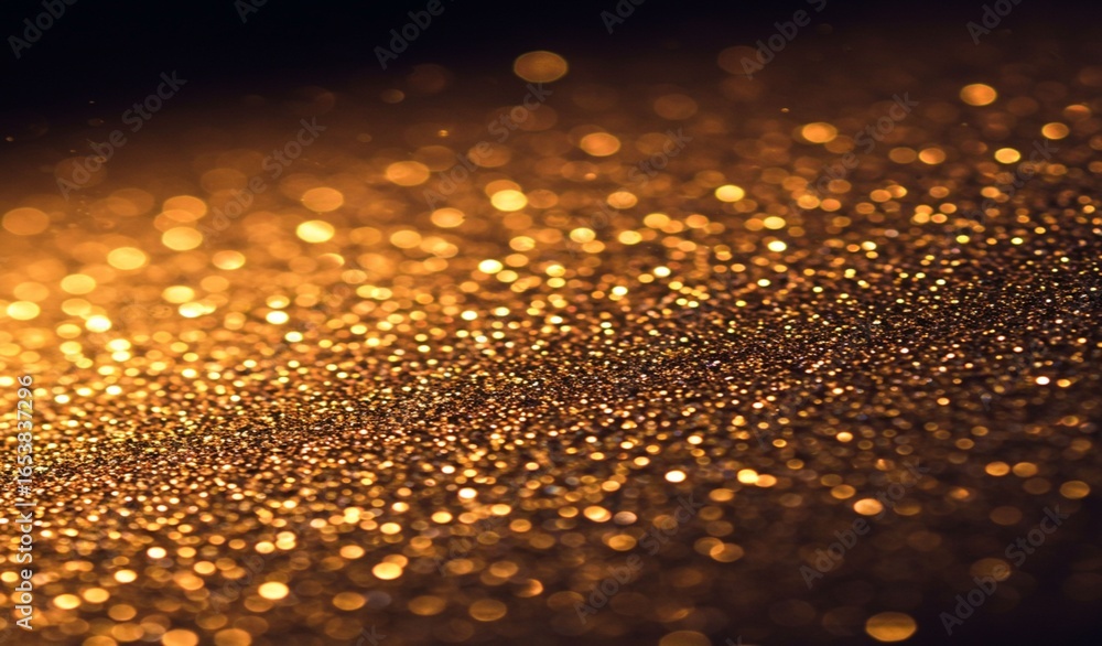 Poster sparkling golden glitter texture with soft bokeh effect, creating a luxurious and celebratory atmosp