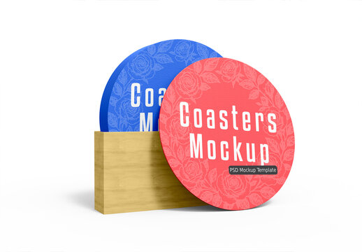 Round Coasters Mockup Drink Mats for Branding