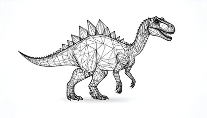 Fototapeta premium Black And White Digital Illustration Of Dinosaur With Detailed Texture On White Background