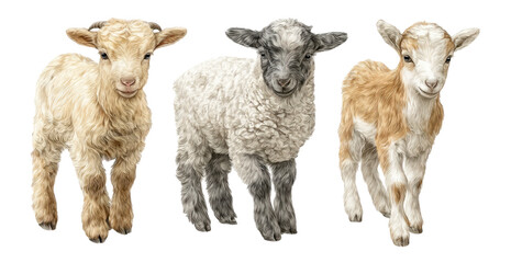 Obraz premium Isolated Cute Baby Goats on Transparent Background for Stock Use