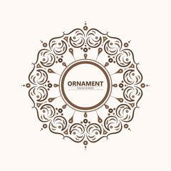 Elegant Ornamental Round Border Frame with Swirls and Dots Illustration