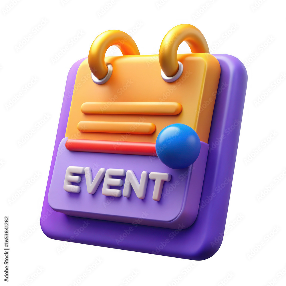 Poster 3d event calendar icon isolated on transparent background