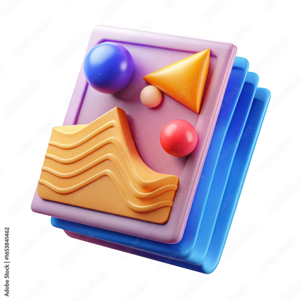 Poster 3d abstract geometric shapes composition isolated on transparent background
