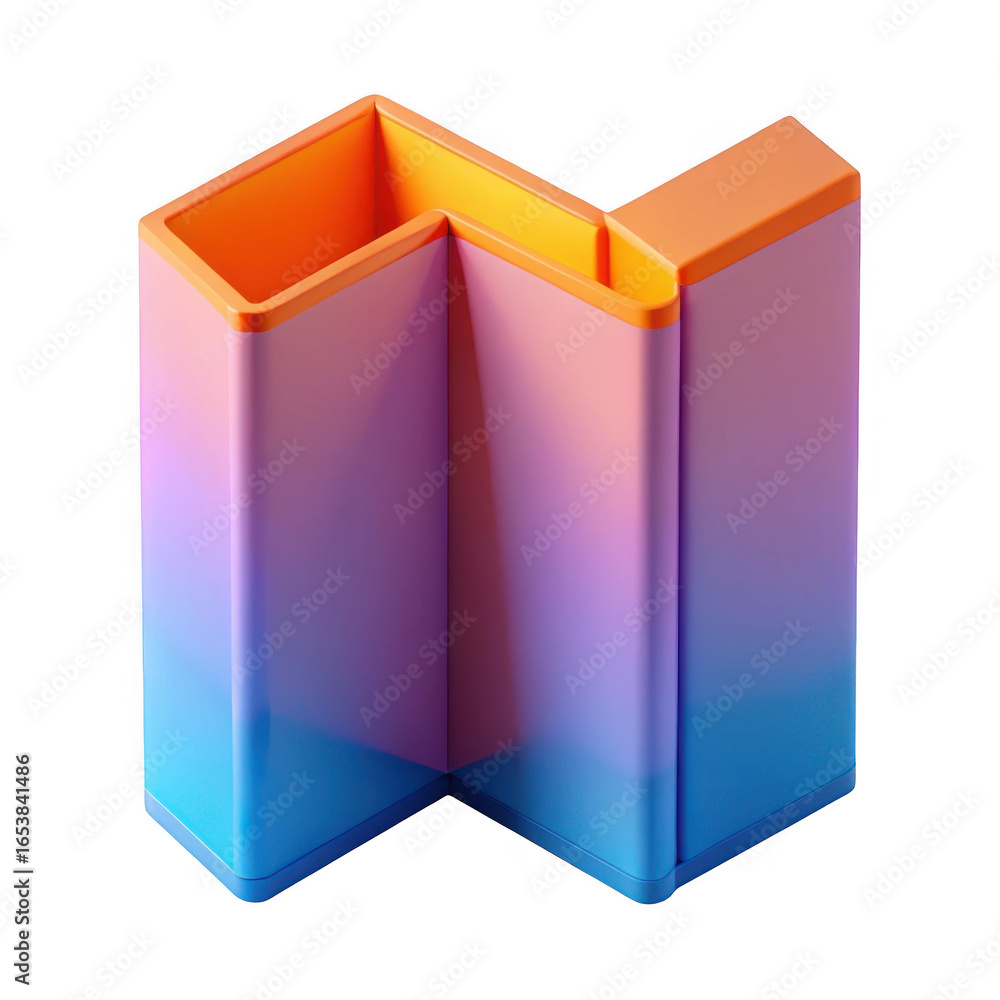 Aufkleber 3d abstract geometric shape with gradient colors isolated on transparent background