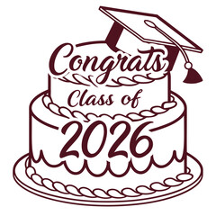 Graduation cake with congratulations and year class of
