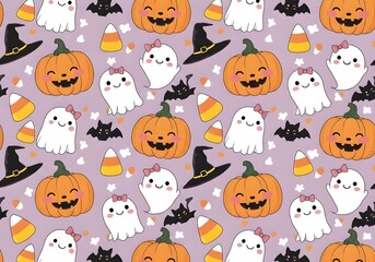 Obraz premium Cute Halloween Pattern Wallpaper