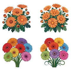 Colorful Gerbera Daisy Bouquet Vector Illustration