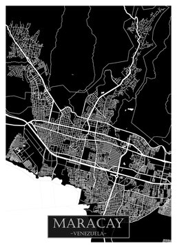 Maracay Venezuela City Street Map. downtown tourism, house art travel metropolis concept, travel art city, patriotic abstract banner, view office street Art