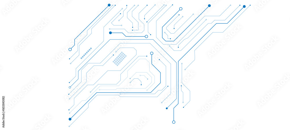 Poster abstract digital background with circuit line elements in technology blue