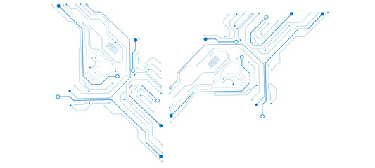 Abstract digital background with circuit line elements in technology blue
