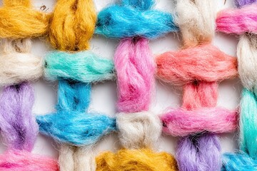 Close-up of colorful woven yarn