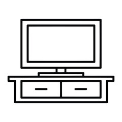 Tv stand vector illustration, Minimalist line art icon
