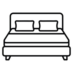 Bed furniture vector illustration, Minimalist line art icon