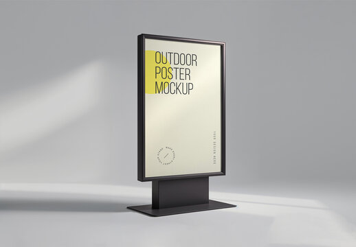 Outdoor Advertising Poster Mockup with Stand