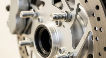 Precision engineered automotive brake system detail reveals mechanical complexity