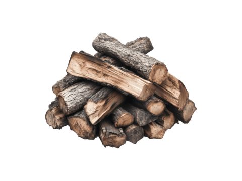 Stacked firewood logs arranged in a neat pile