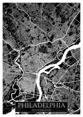 Obraz premium Philadelphia USA City Street Map. downtown tourism, house art travel metropolis concept, travel art city, patriotic abstract banner, view office street Art