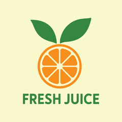Fresh Orange Slice Green Leaves Logo for Natural Juice Branding