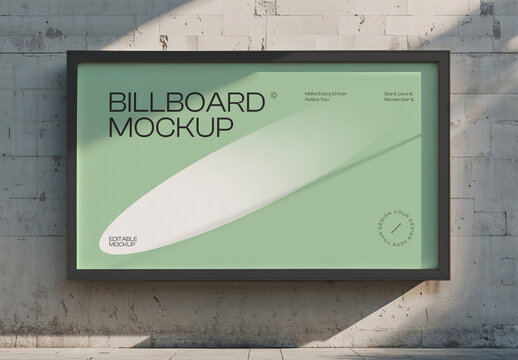 Outdoor Advertising Billboard Mockup on Concrete Wall
