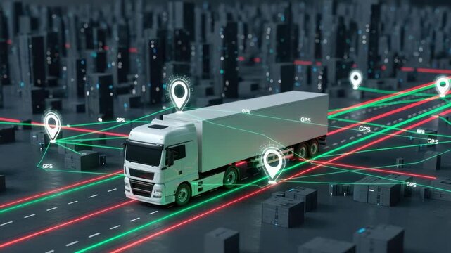 Smart transport truck with GPS navigation system
