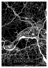 Obraz premium Zhaoqing China City Street Map. downtown tourism, house art travel metropolis concept, travel art city, patriotic abstract banner, view office street Art