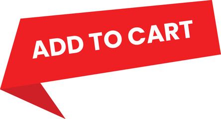 Add to cart red banner vector element for e commerce shop