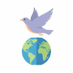 Obraz premium A gentle lavender bird gracefully flies above a vibrant Earth.