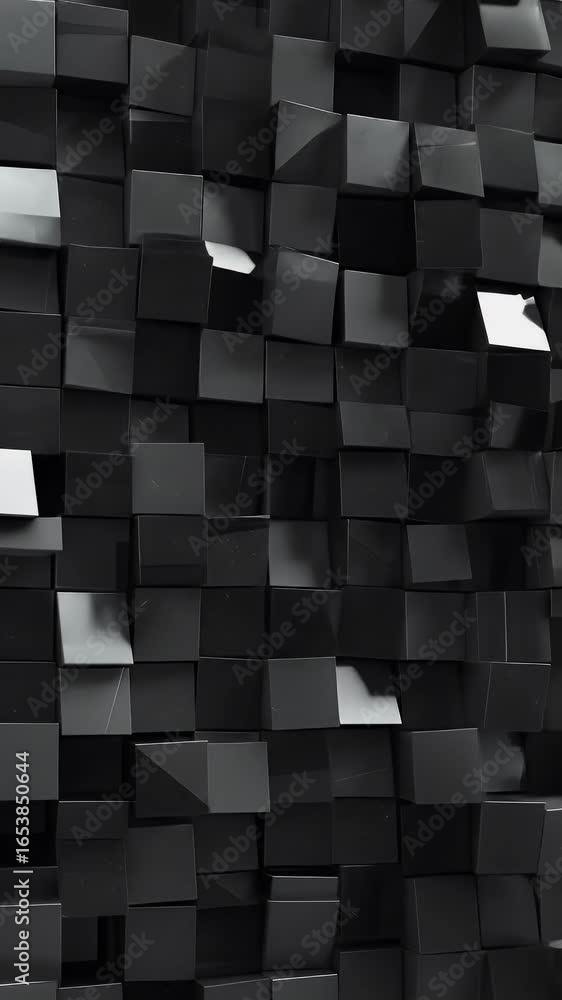 Poster 3d abstract dark geometric cubes pattern moving background