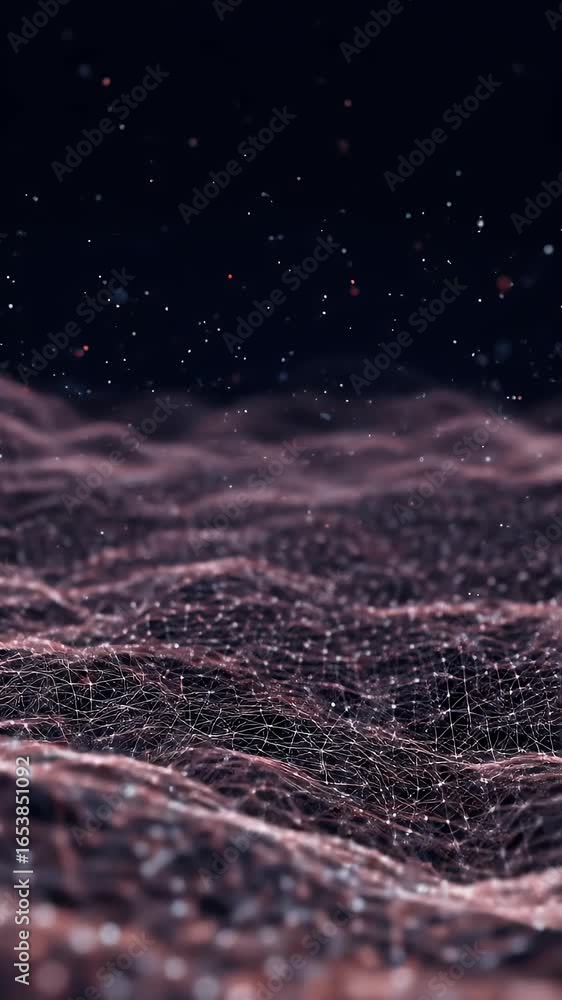 Aufkleber 3d abstract digital network wave background with glowing particles