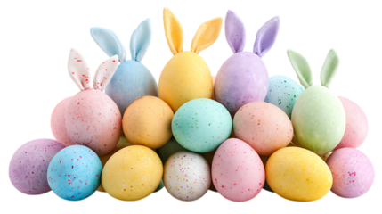 easter bunny and easter eggs on white background