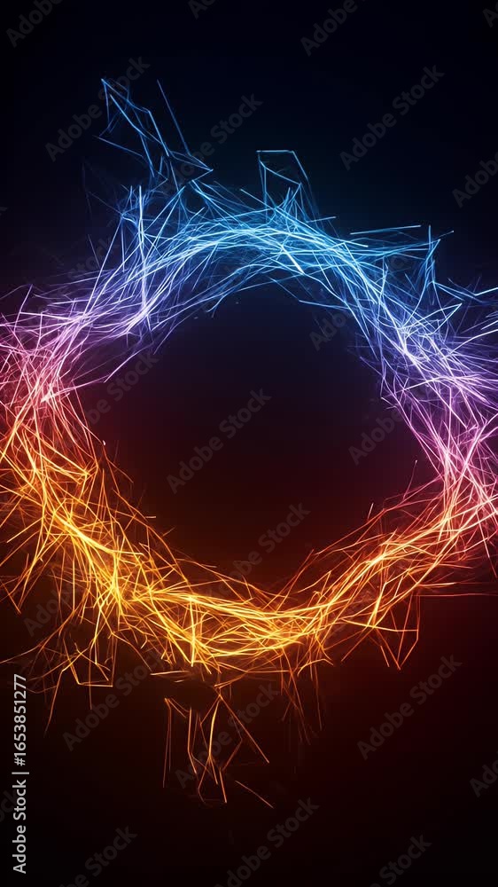 Poster 3d abstract dynamic glowing energy particles background animation