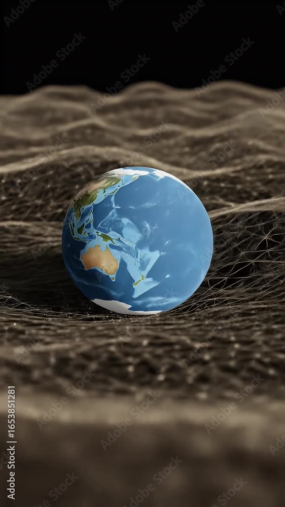 Poster 3d abstract earth globe on textured surface global network concept