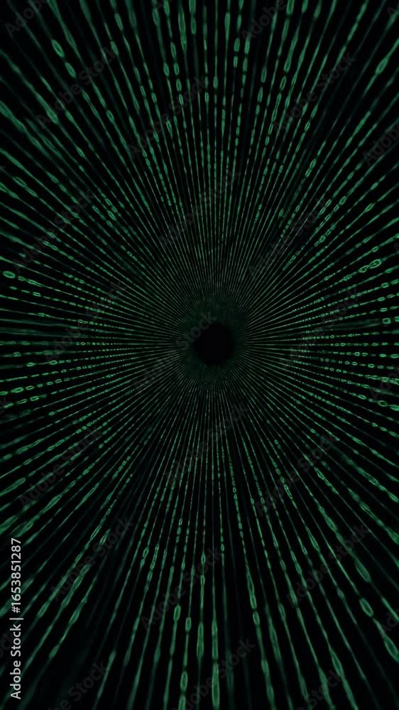 Poster 3d abstract digital data tunnel background with green neon lines