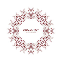 Decorative Detailed Round Ornament Floral Pattern Isolated on White Background