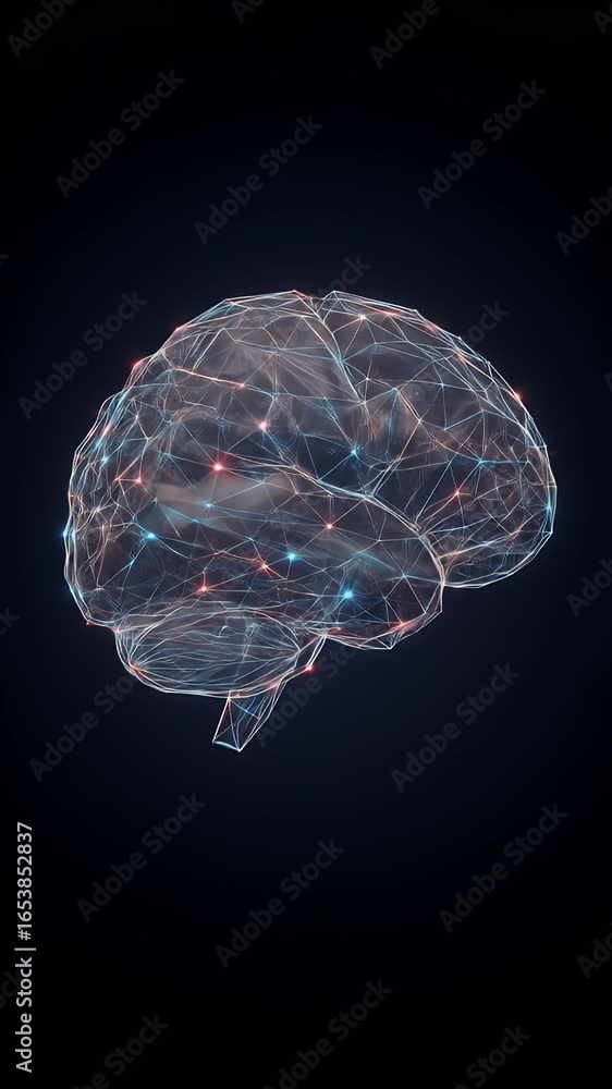 Poster 3d abstract neural network brain with glowing connections digital art