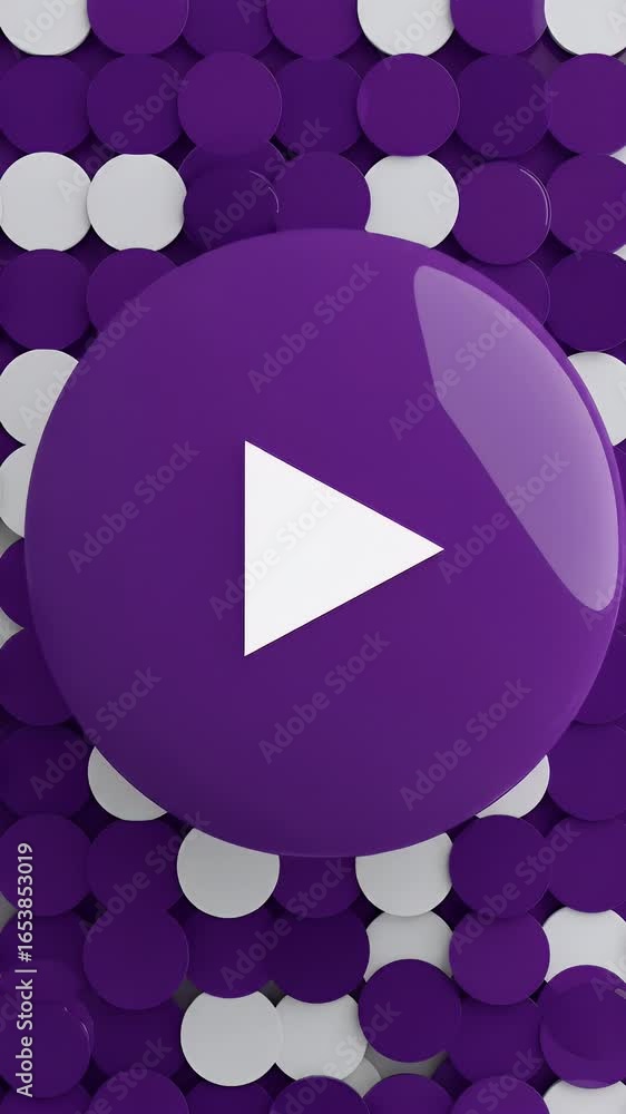 Aufkleber 3d abstract purple and white circular pattern background with play button