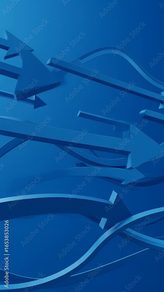Poster 3D Abstract Rendering Of Blue Arrows Flowing With Directional Movement
