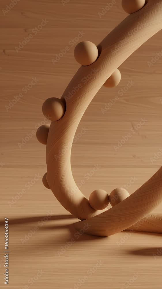 Poster 3d abstract wooden sphere shape texture background with geometric design