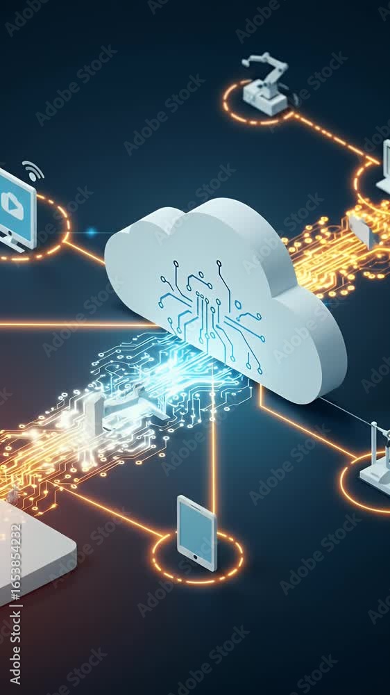 Poster 3d cloud computing network data transfer backgroud illustration