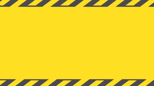 4K animation of Yellow Background With Black Caution Stripes for Safety Applications