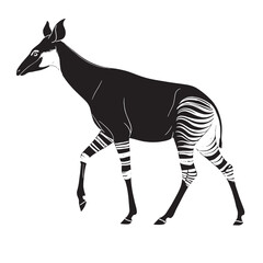black okapi Silhouette Vector, High Quality Illustration on White Background