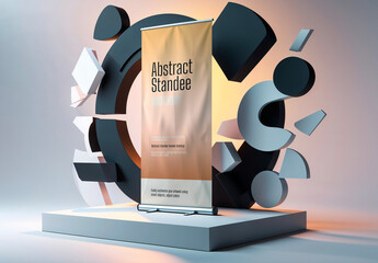 Abstract Roll Up Event Banner Standee Mockup
