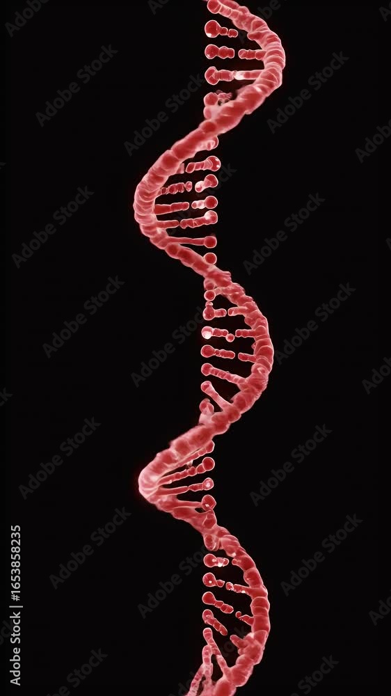 Poster 3d realistic red dna helix molecule structure animation science