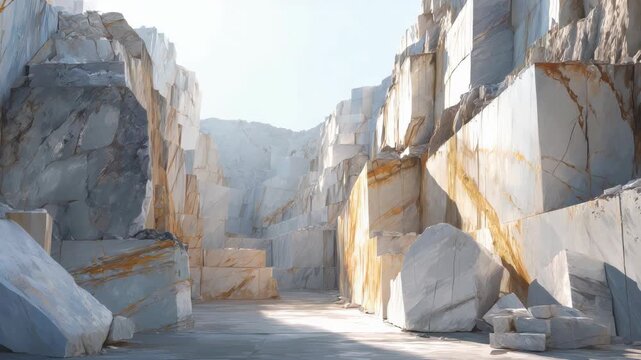 Stunning marble quarry with massive blocks, revealing the beauty and power of nature