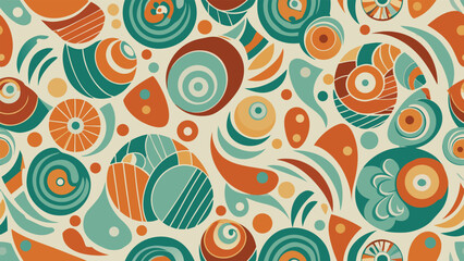 Fototapeta premium Whimsical abstract geometric shapes pattern with vibrant colors