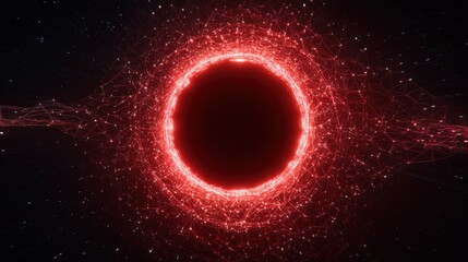 Naklejka premium A red circle with a black hole in the middle. The circle is surrounded by a red and black pattern